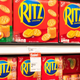 Boxes of Ritz Crackers on grocery store shelf